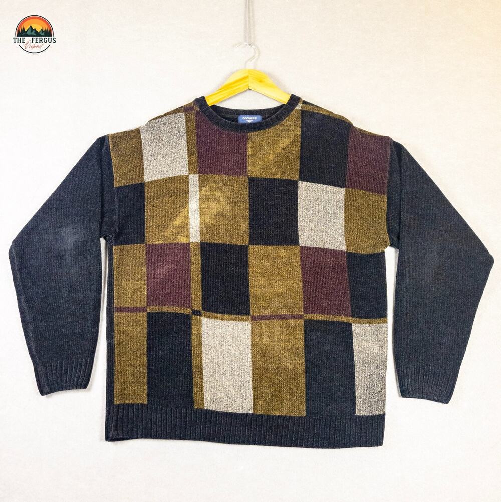 Dockers Pullover Sweater Colorblock Knit Long Sleeve Crew Neck Men's Size Medium